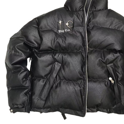 Thug Club ’Drip’ Puffer Jacket - PU Leather Opium Outerwear
