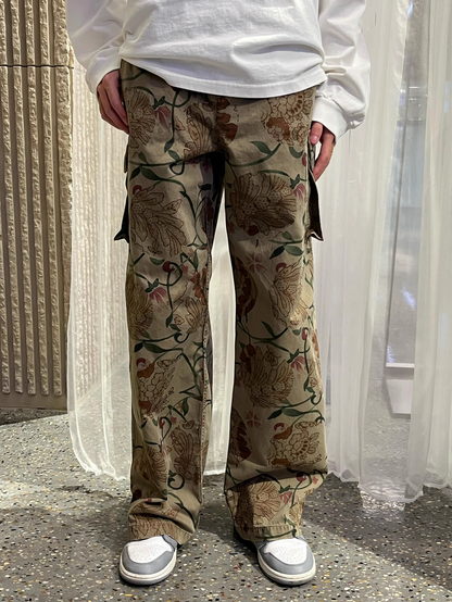 donclickin Our Legacy Floral Print Mountain Cargo Pants - Casual Brown Workwear