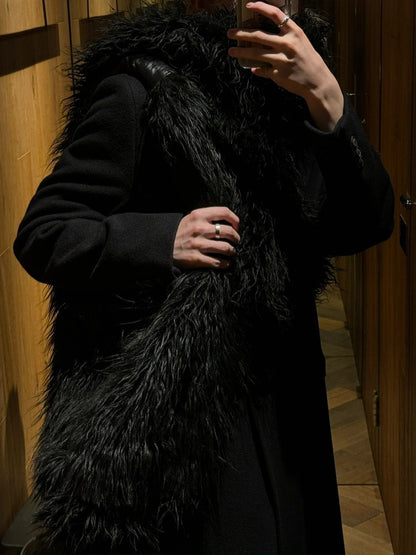 Our Legacy Faux Shearling Shoulder Bag - Oversized Furry Tote Faux Fur Crossbody - Black