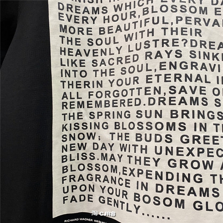 Dark Avant-garde Rick Owen Slogan RO Print Oversized Short Sleeve Tee