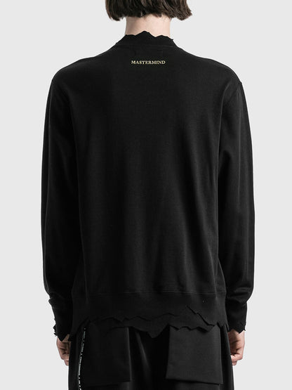 MASTERMIND MMJ Skull Glitter 3D Print Cut-Off Distressed Crewneck Sweatshirt
