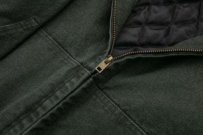 J130 Heavyweight Vintage Washed Hooded Jacket Unisex Retro Outerwear