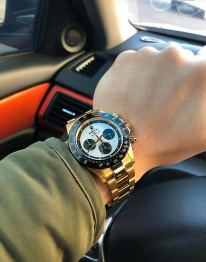 BAPEX TYPE 3 Triple-Eye Primate Head Watch - Panda Dial Quartz Chronograph