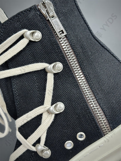 Self-made Pentagram Rick Owens DRKSHDW Sub-line High-top Canvas Gothic Shoes