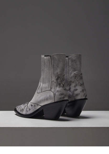 Top-Grain Leather Sole Chelsea Boots -Handcraft Distressed Western Metal Toe Cap