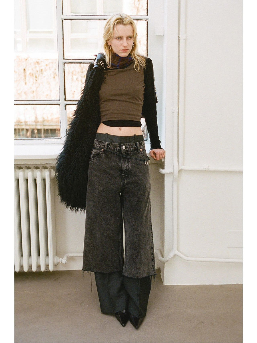 Our Legacy Faux Shearling Shoulder Bag - Oversized Furry Tote Faux Fur Crossbody - Black