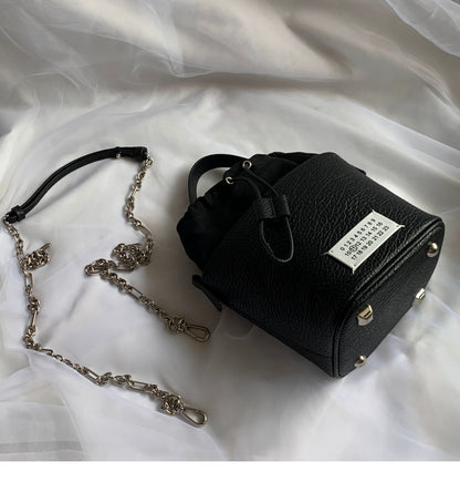 MM6 Chain Bucket Maison Margiela Bag - Classic Leather Tote 5AC - Black