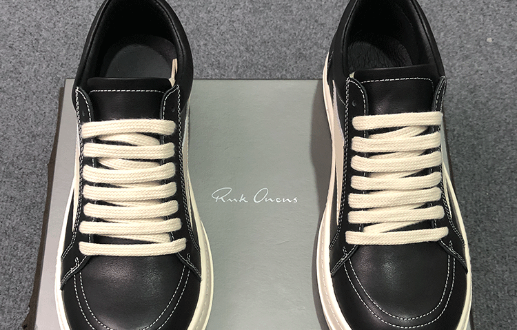 RO 22SS Vintage Leather Low-Top Sneaker Rick Owens - Black/Milk - 
