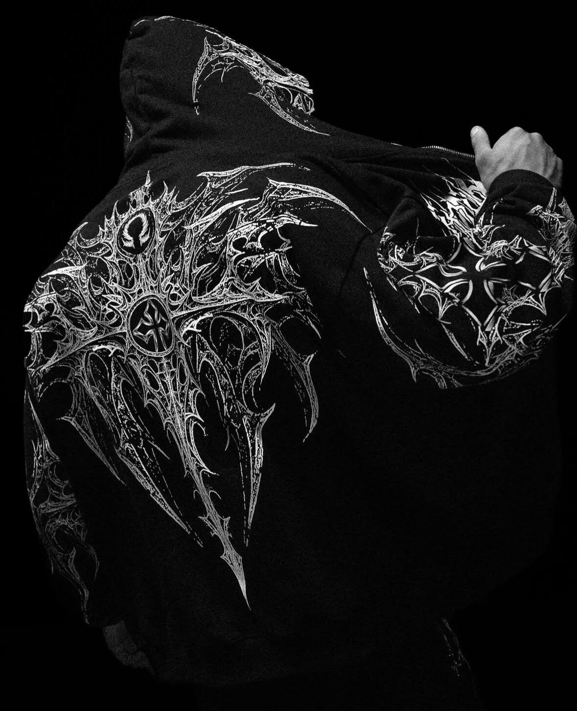 Breathedivinity Dark Gothic Zip-Up Hoodie - 420g French Terry
