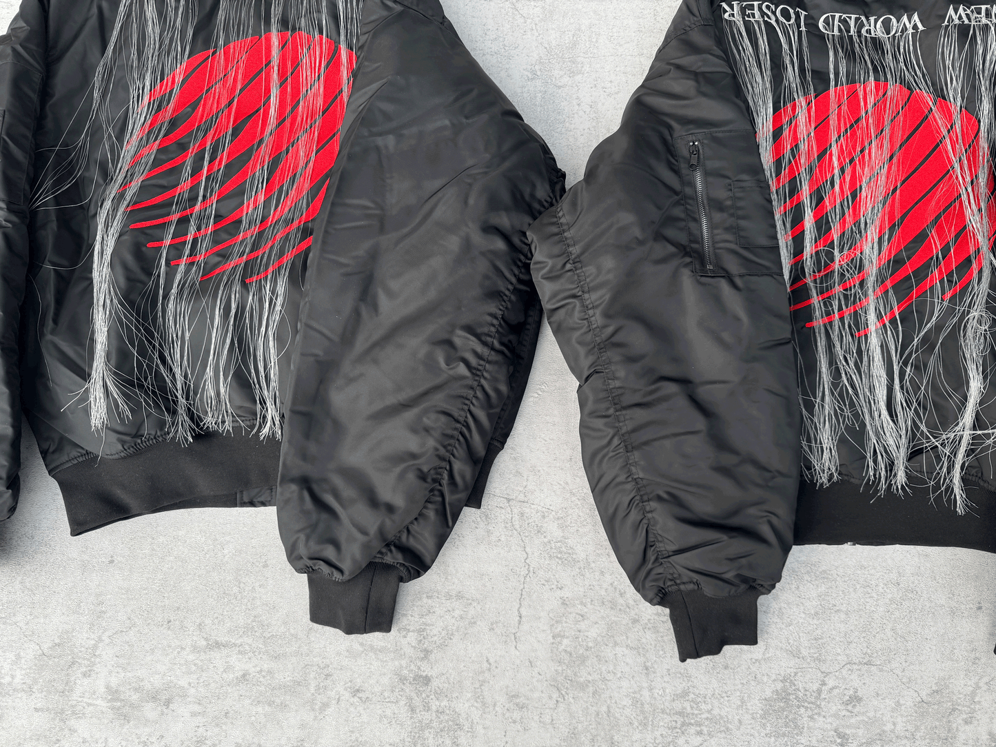 Hood By Air Fringe Bomber – HBA Embroidered Slogan Jacket