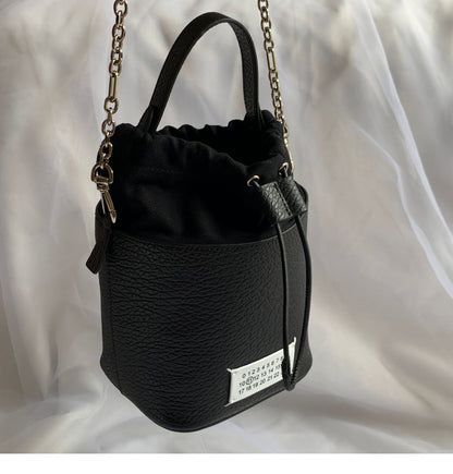 MM6 Chain Bucket Maison Margiela Bag - Classic Leather Tote 5AC - Black