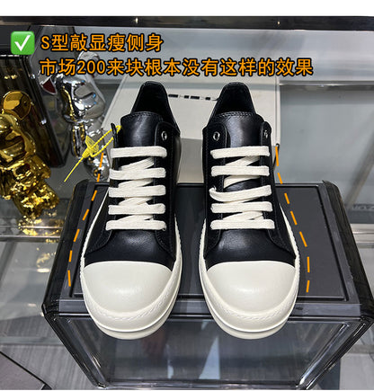 Rick Owen Low-Top Leather Platform Sneaker RO Dark Elevated Sole Casual Shoes