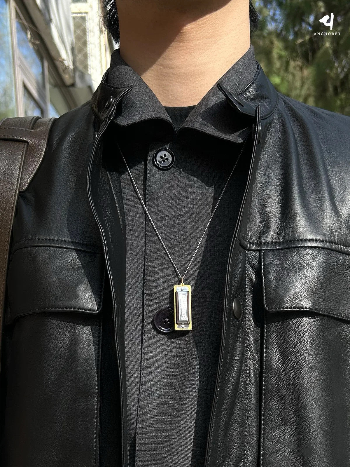 LEM SS25 Black-Grey Wool Shirt Jacket - 100% Wool Button-Front Overshirt