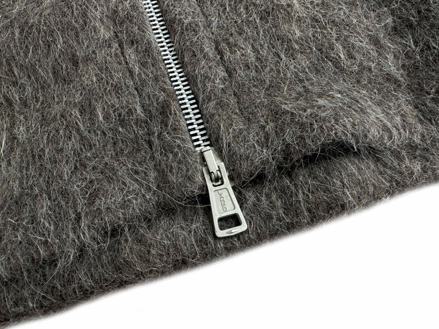 Our Legacy Grey Mohair Zip Cardigan – Wool Blend Relaxed Hooded Knit