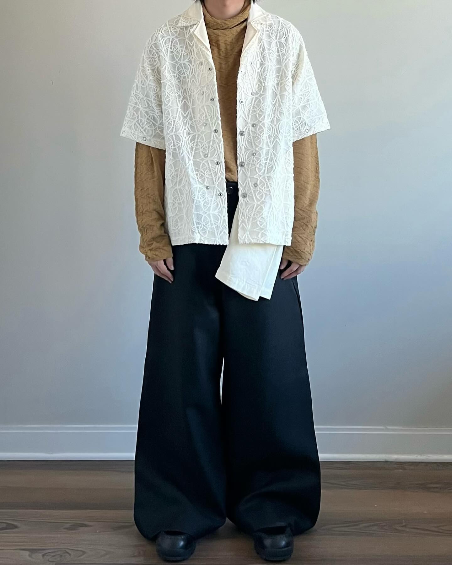 Kiko Kostadinov AW22 Layered Shirt - Detachable Lace Long/Short Sleeve Hybrid