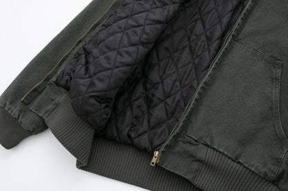 J130 Heavyweight Vintage Washed Hooded Jacket Unisex Retro Outerwear