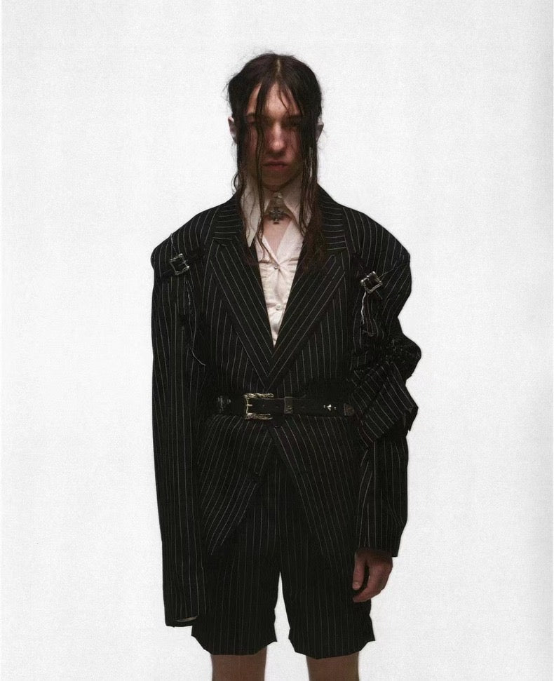 ERD SS24 ’Depressed Heir’ Bat-Studded Punk Belt - Top-Grain Cowhide Rocker Strap