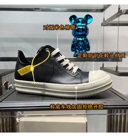 Rick Owen Low-Top Leather Platform Sneaker RO Dark Elevated Sole Casual Shoes