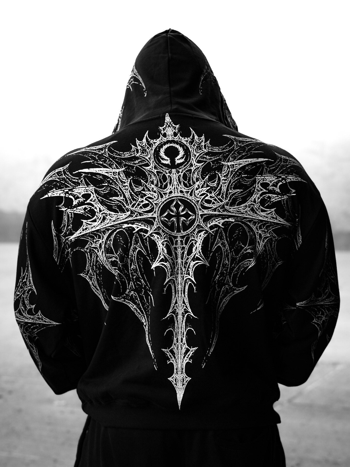 Breathedivinity Dark Gothic Zip-Up Hoodie - 420g French Terry