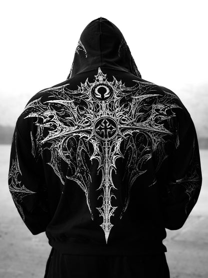 Breathedivinity Dark Gothic Zip-Up Hoodie - 420g French Terry