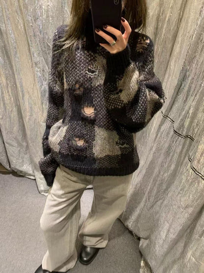 donclick Our Legacy 24FW Distressed Knit Sweater -Round Neck Destroyed Pullover