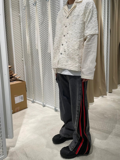 Kiko Kostadinov AW22 Layered Shirt - Detachable Lace Long/Short Sleeve Hybrid