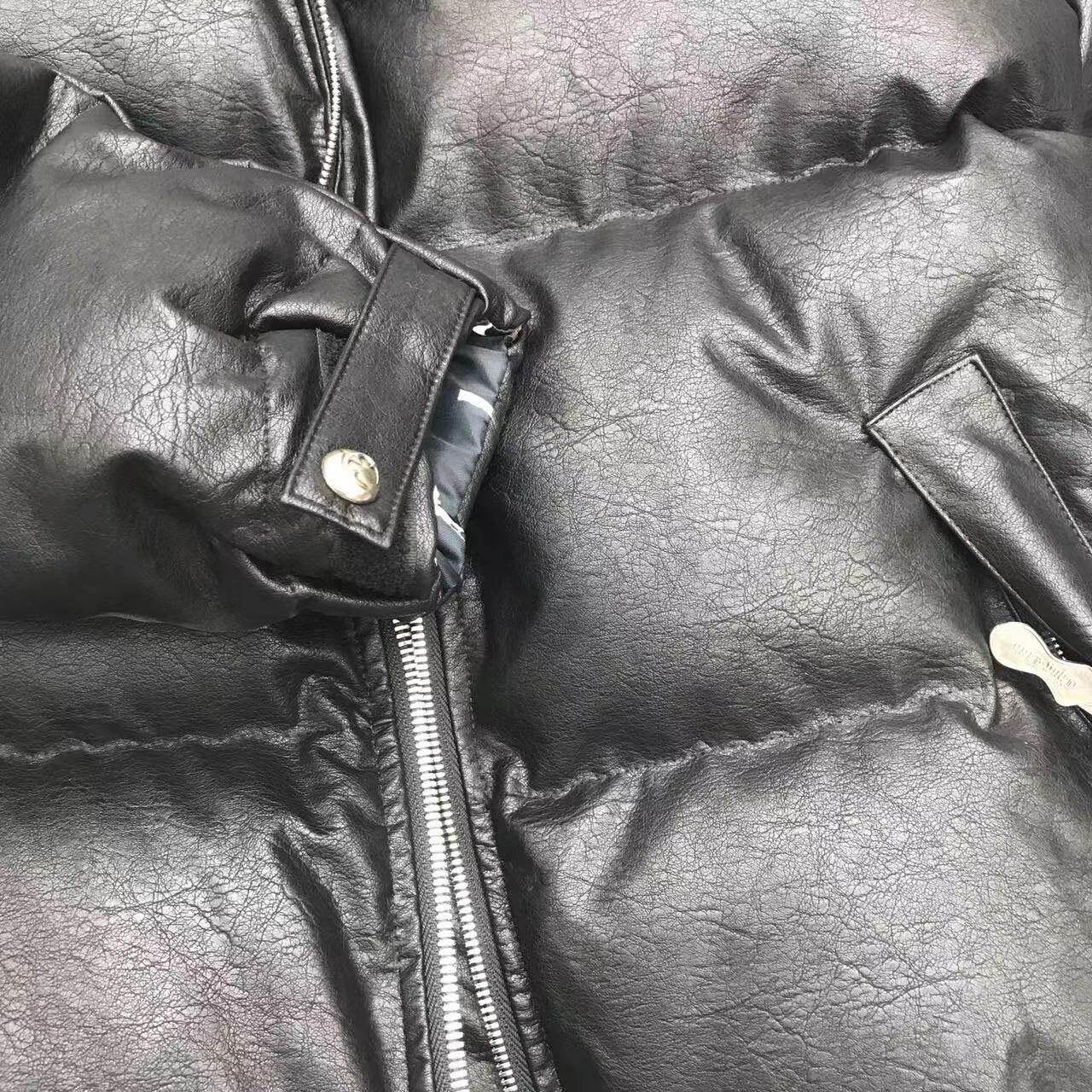 Thug Club ’Drip’ Puffer Jacket - PU Leather Opium Outerwear