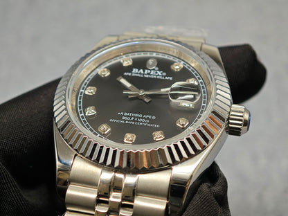 TYPE 6 BAPEX Gold-Green Ape Power Watch - Fluted Bezel Datejust Mechanical Wristwatch