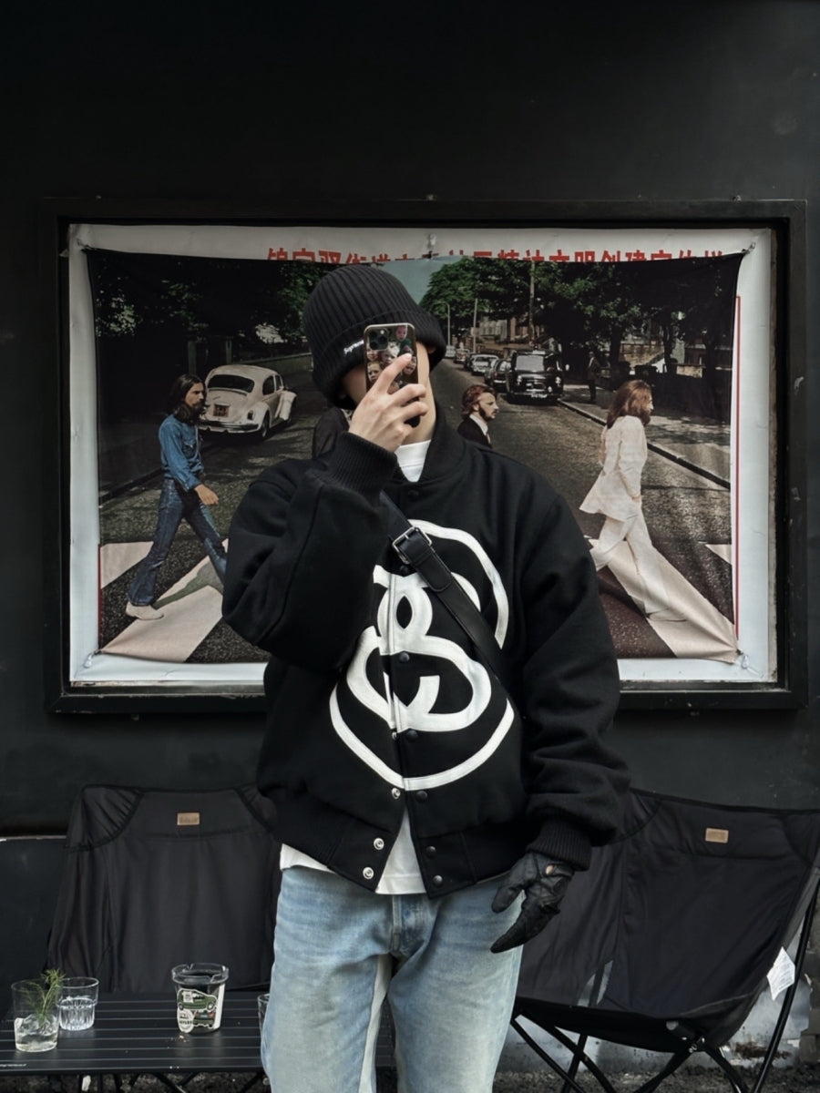 i795 Double-S Stussy Wool Varsity Jacket – Heavyweight Loose Baseball