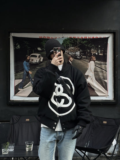 i795 Double-S Stussy Wool Varsity Jacket – Heavyweight Loose Baseball