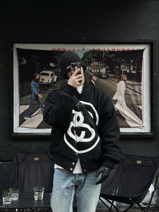 i795 Double-S Stussy Wool Varsity Jacket – Heavyweight Loose Baseball