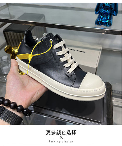 Rick Owen Low-Top Leather Platform Sneaker RO Dark Elevated Sole Casual Shoes