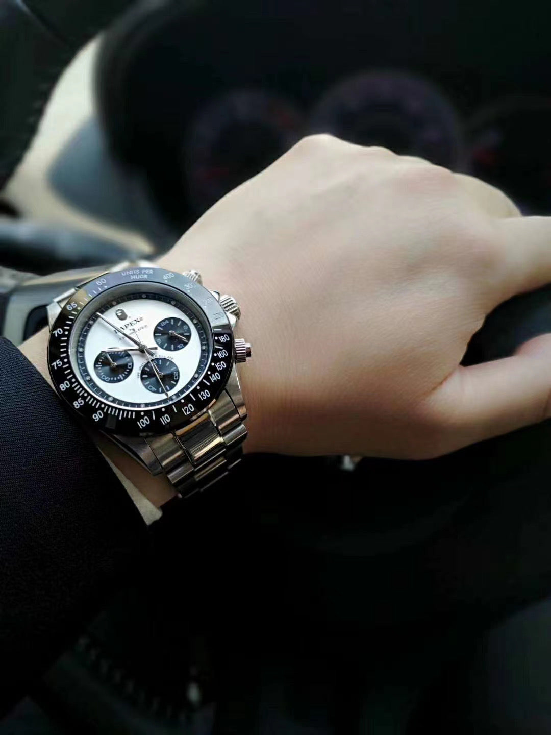 BAPEX TYPE 3 Triple-Eye Primate Head Watch - Panda Dial Quartz Chronograph