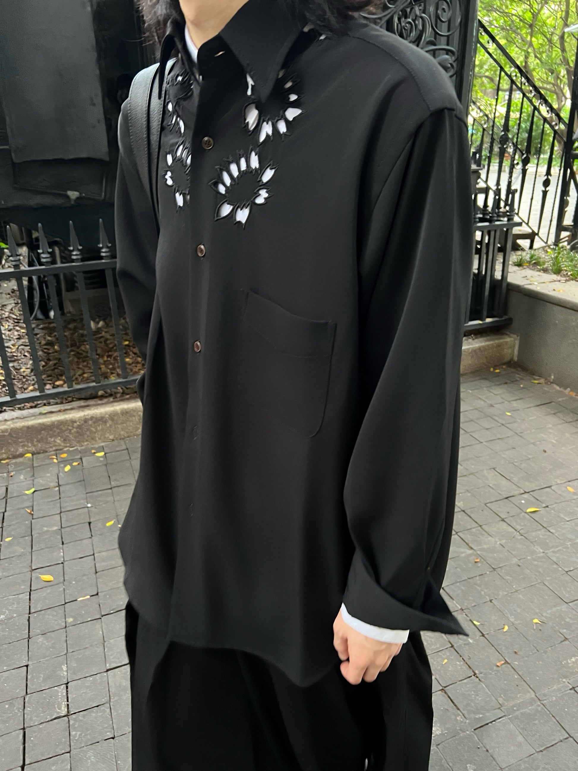 Yohji ’Flower & Youth’ Wool Shirt Jacket - Cherry Blossom Cut-Out Detailing