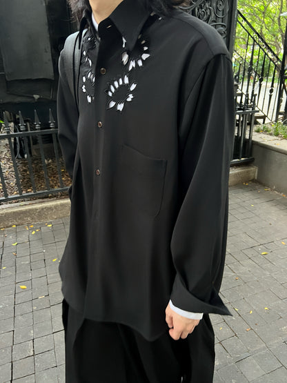 Yohji ’Flower & Youth’ Wool Shirt Jacket - Cherry Blossom Cut-Out Detailing