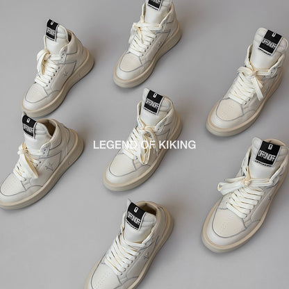 RO High-Top Leather Sneakers - Rick Owens Round-Toe Lace-Ups