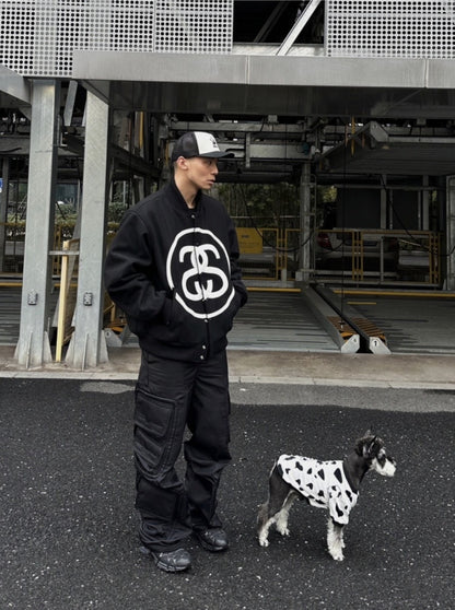 i795 Double-S Stussy Wool Varsity Jacket – Heavyweight Loose Baseball