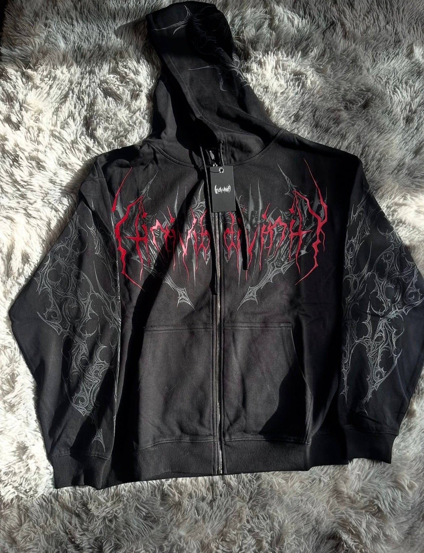 Breathedivinity Dark Gothic Zip-Up Hoodie - 420g French Terry