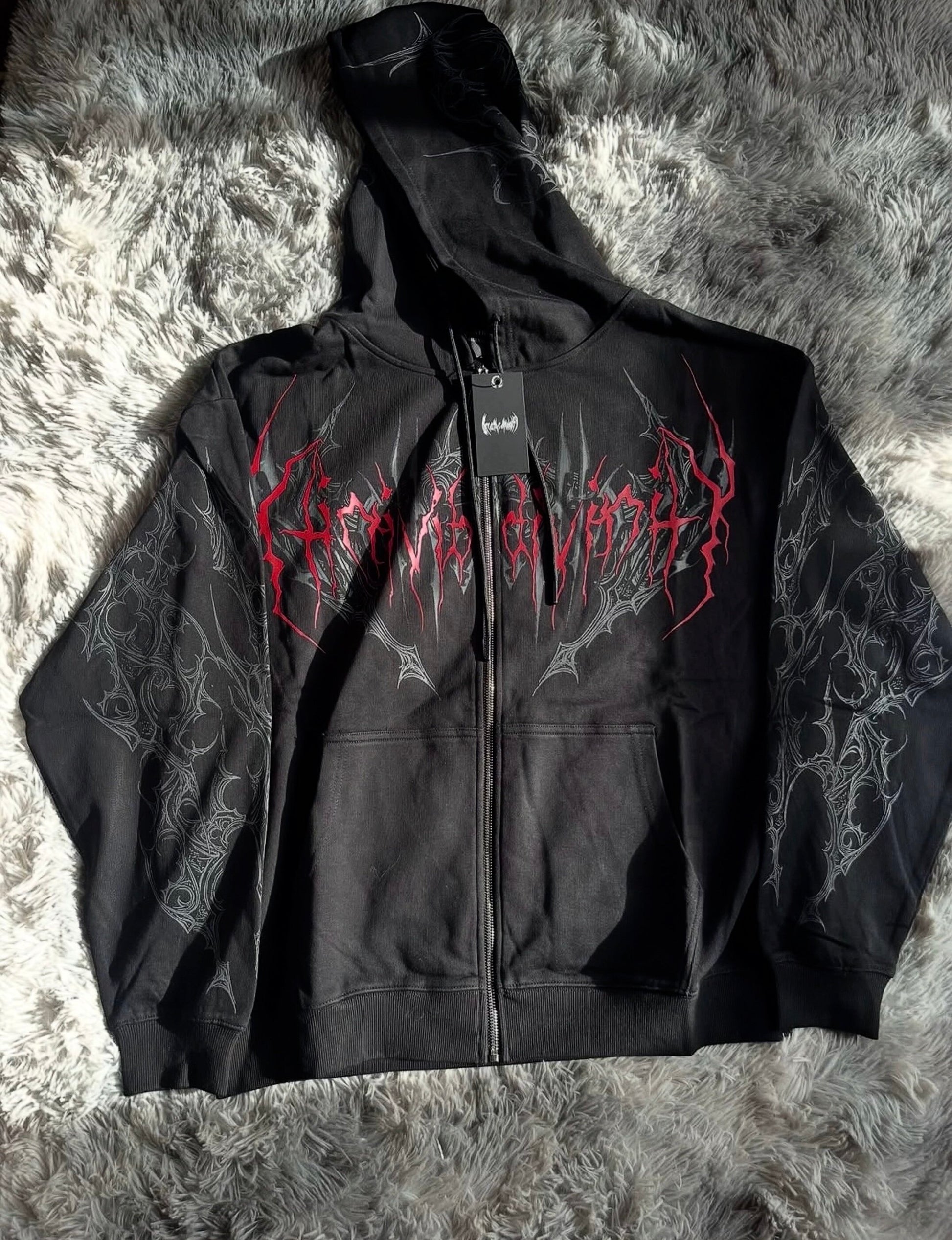 Breathedivinity Dark Gothic Zip-Up Hoodie - 420g French Terry