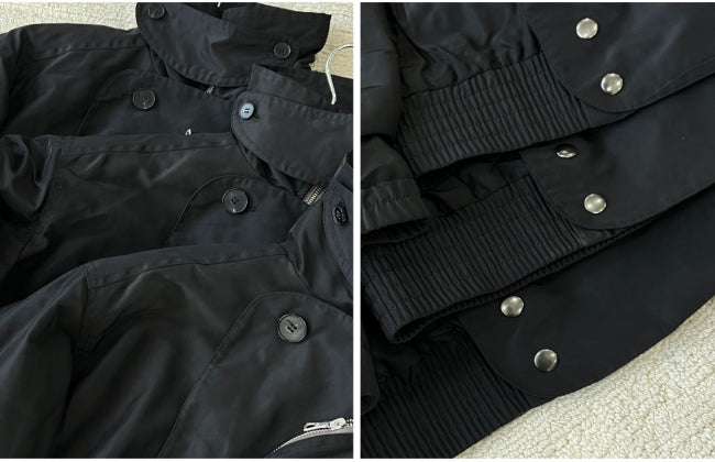 DVN AW24 Asymmetric Cocoon Zip Jacket - Nylon Utility Pants Set Oversized Pocket