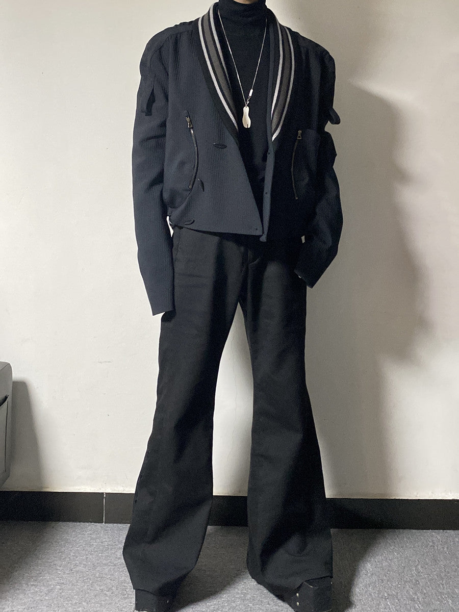 donclick 22FW Kiko Kostadinov Black V-Neck Jacket -Button Zip Casual Long Sleeve