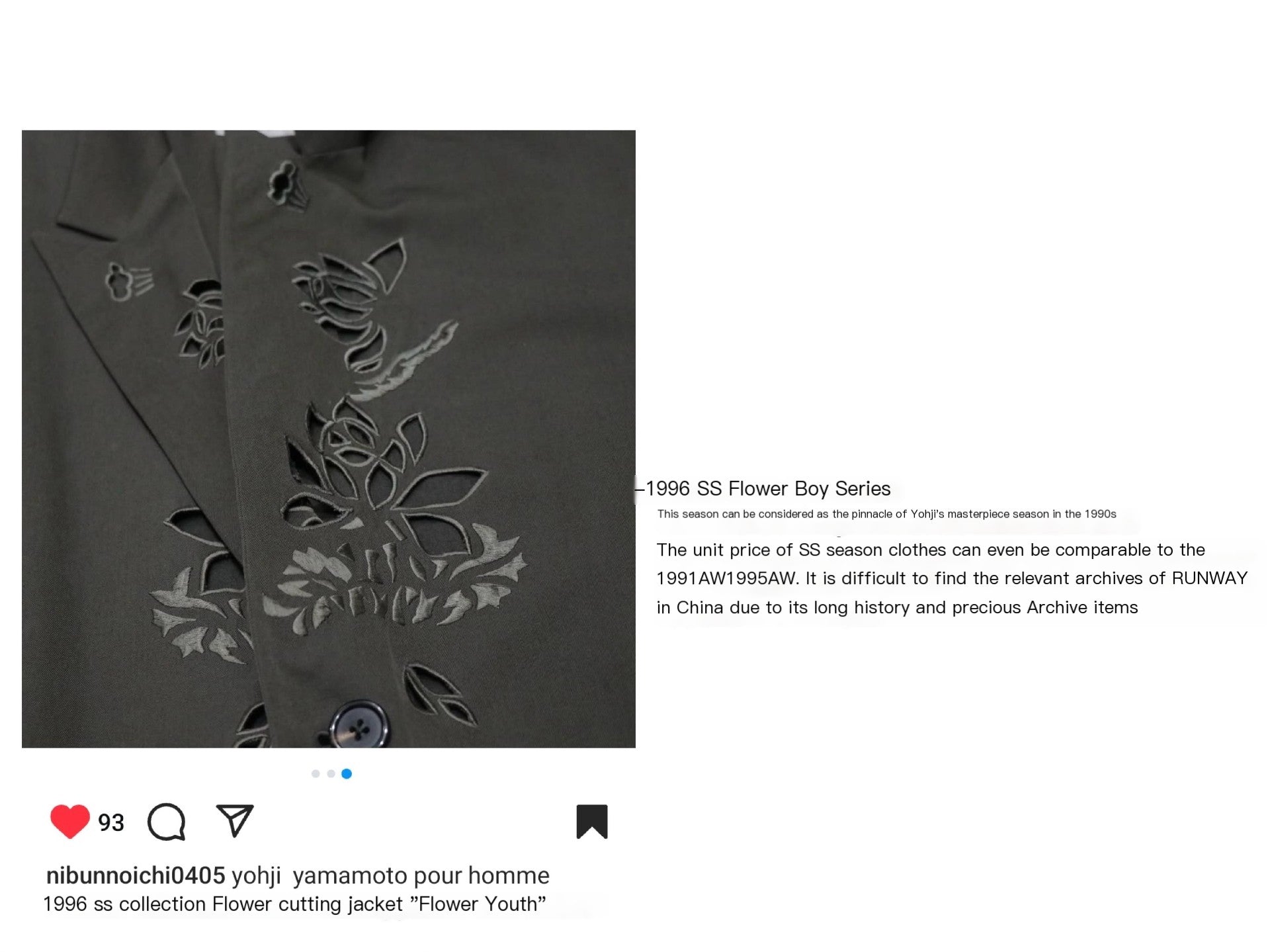 Yohji ’Flower & Youth’ Wool Blazer - Lotus Cut-Out Detailing