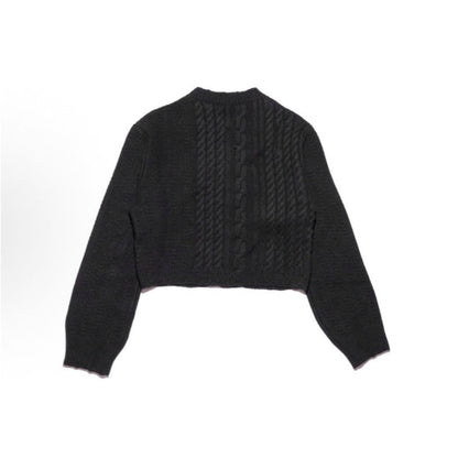 ERD ’Depressed Heir’ Cardigan - Cashmere-Cotton Blend Cropped Knit Silver Buttons