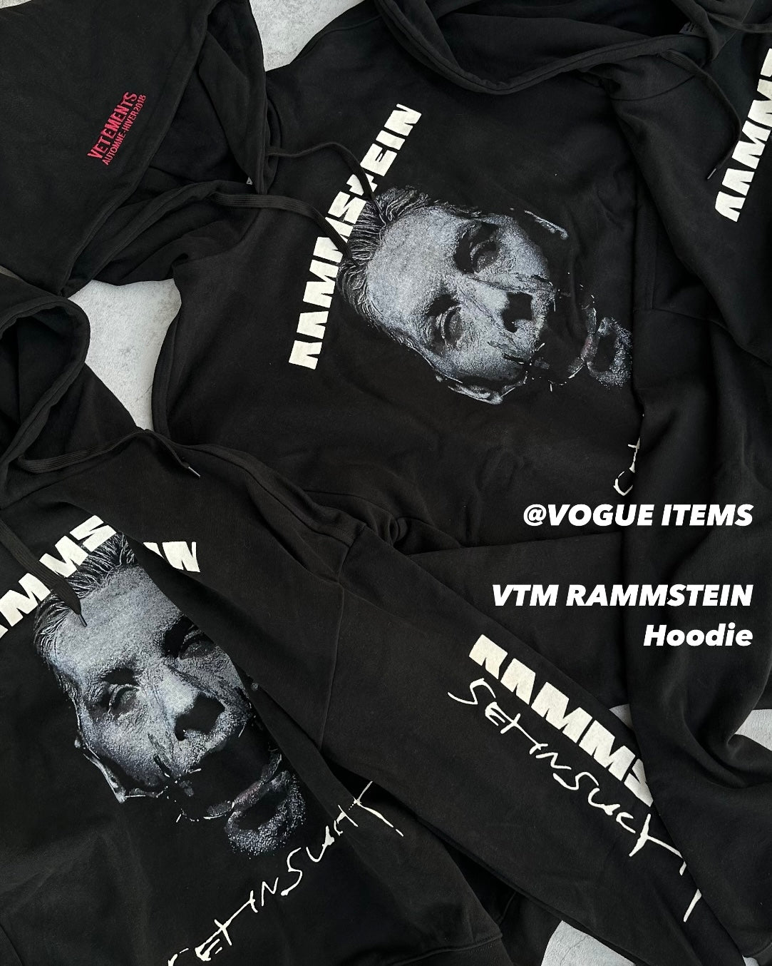 German Rammstein Vetement VTM Black Dark Punk Oversized Hoodie Jacket