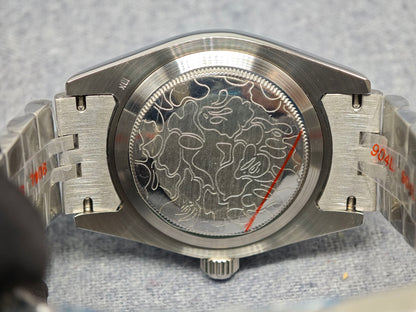 TYPE 6 BAPEX Gold-Green Ape Power Watch - Fluted Bezel Datejust Mechanical Wristwatch