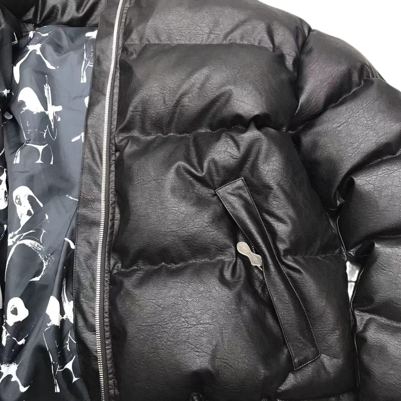 Thug Club ’Drip’ Puffer Jacket - PU Leather Opium Outerwear