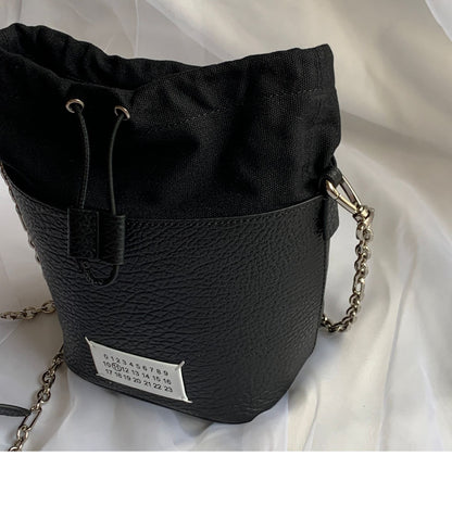 MM6 Chain Bucket Maison Margiela Bag - Classic Leather Tote 5AC - Black