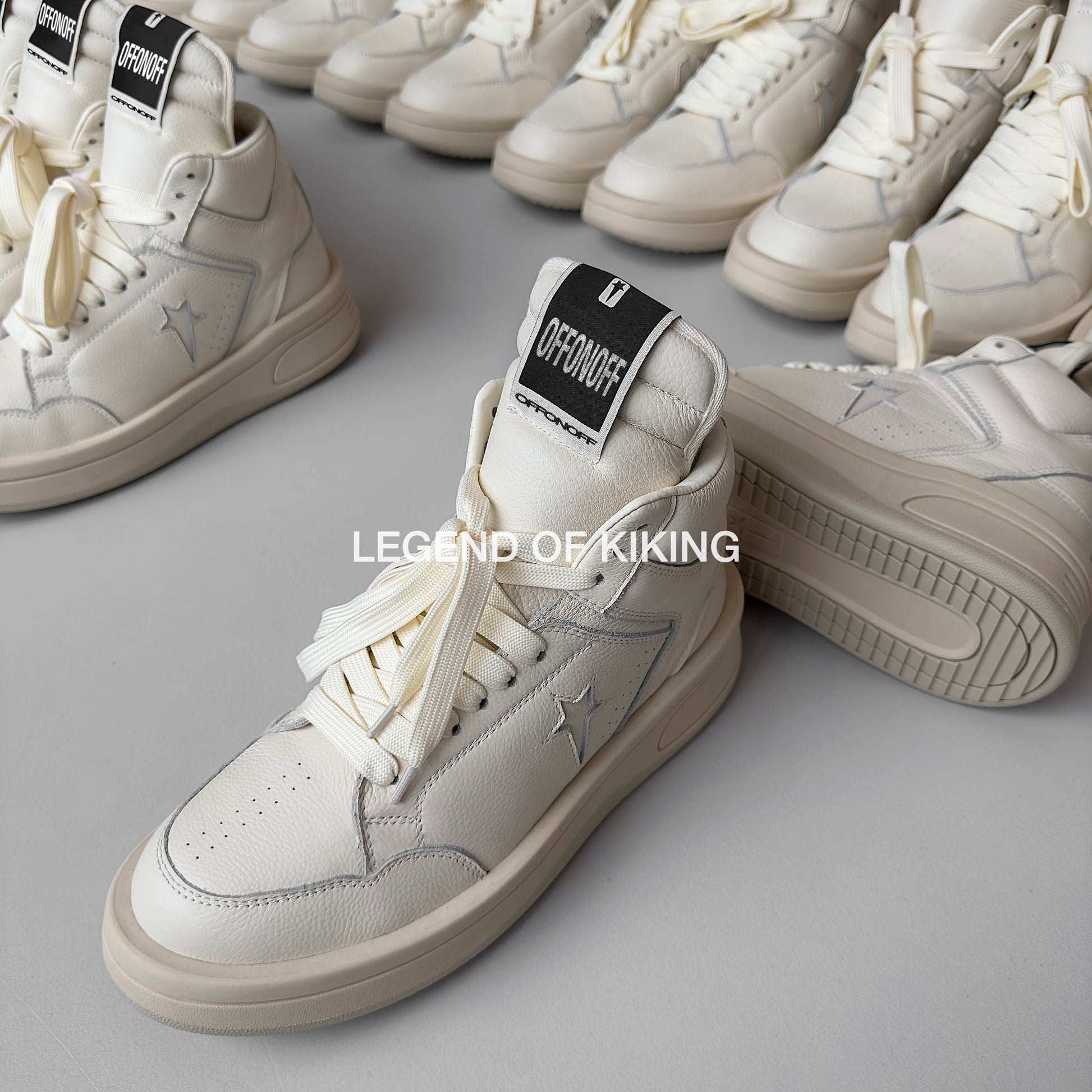 RO High-Top Leather Sneakers - Rick Owens Round-Toe Lace-Ups