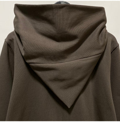 RO Dark Wizard Rick Owen Hoodie - Asymmetric Zip Avant-garde Black Winter Fleece