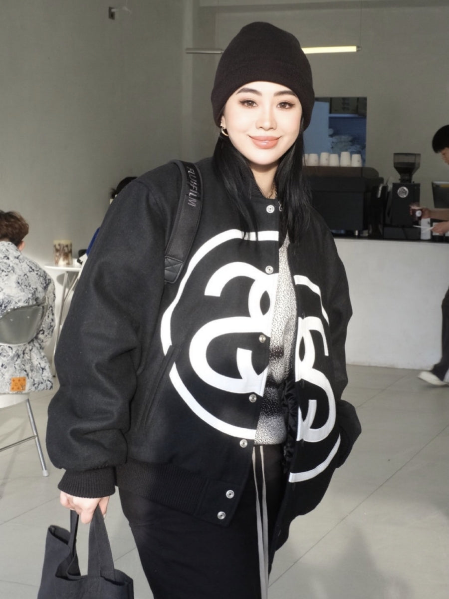 i795 Double-S Stussy Wool Varsity Jacket – Heavyweight Loose Baseball